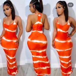 Set of 4- Tie-Dye Maxi Dresses - Sleeveless Bodycon